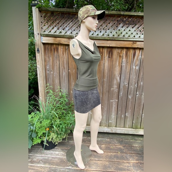 Y2K Army Green Cowl Neck Tank Top - Picture 5 of 9